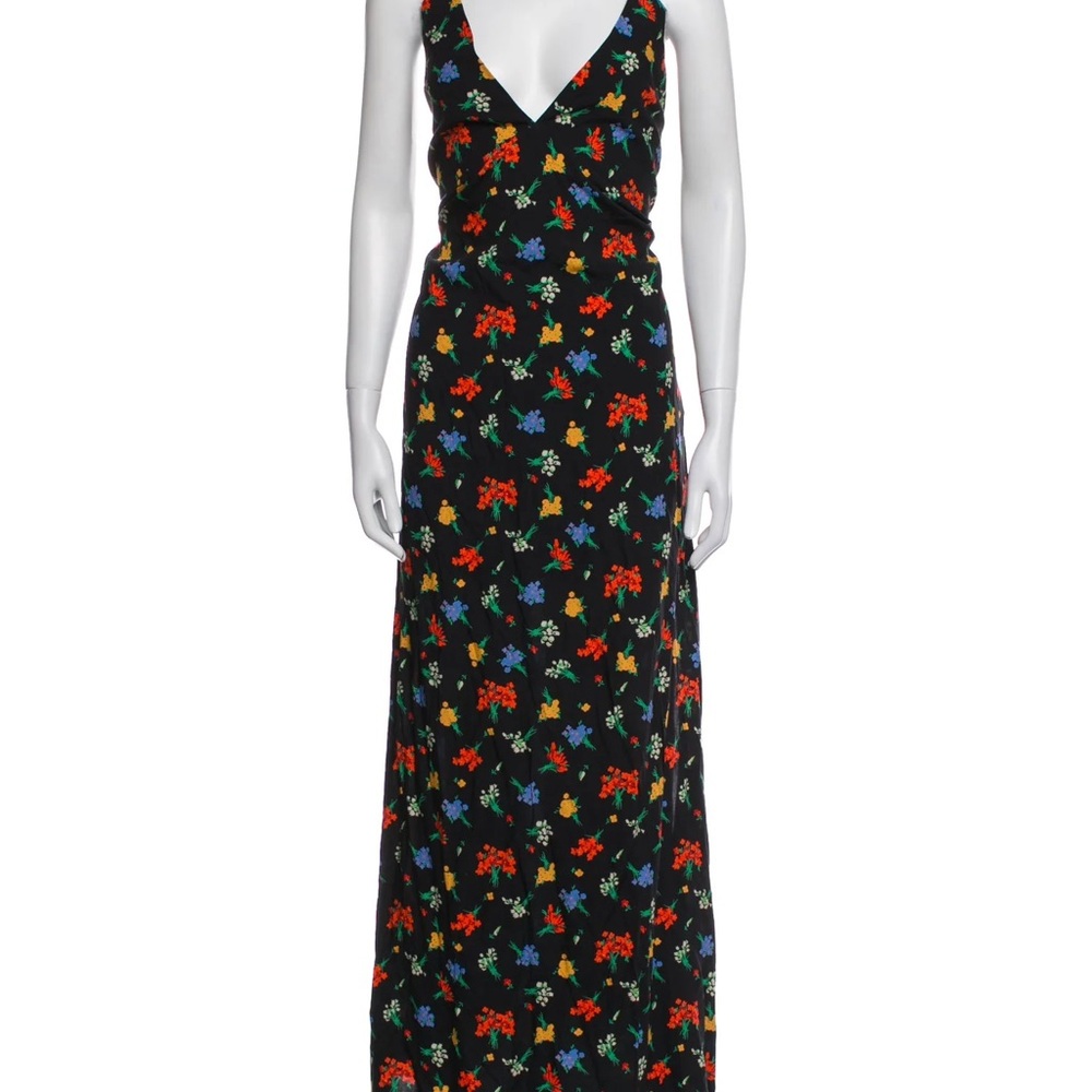 Capulet Odille Floral Side-Slit Maxi Dress Deep V Spaghetti Strap Small
